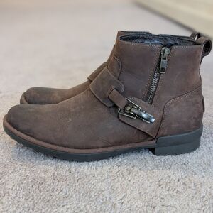 UGG Chocolate Ankle Boots with Buckle